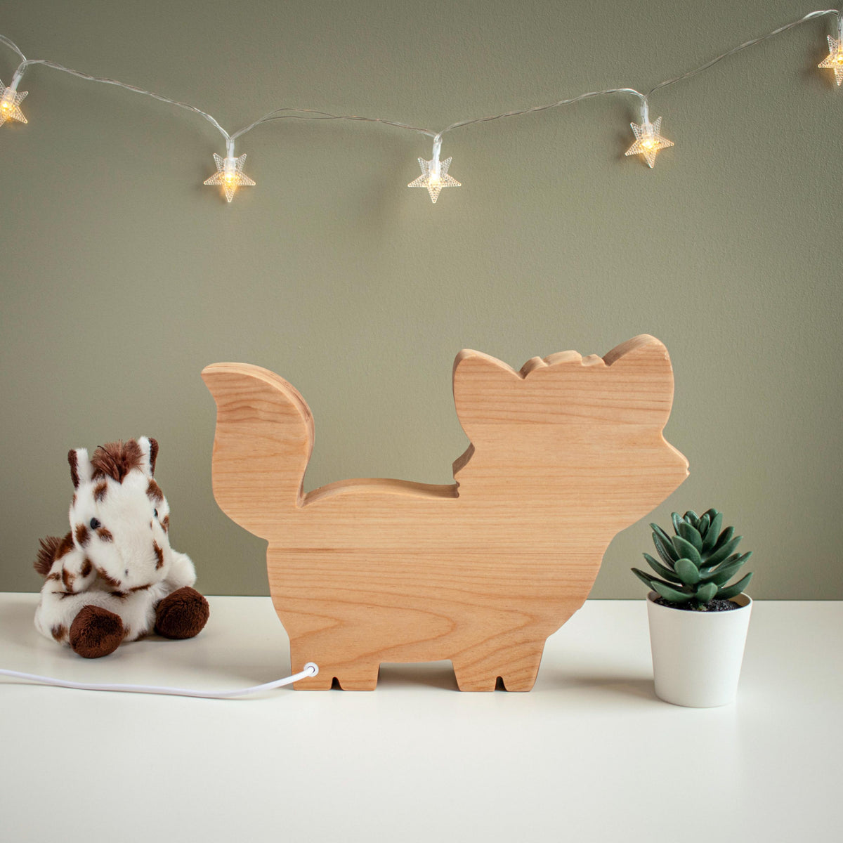 Personalized Solid Wood Fox Night Light | LED Lamp With Name for Baby Room | New