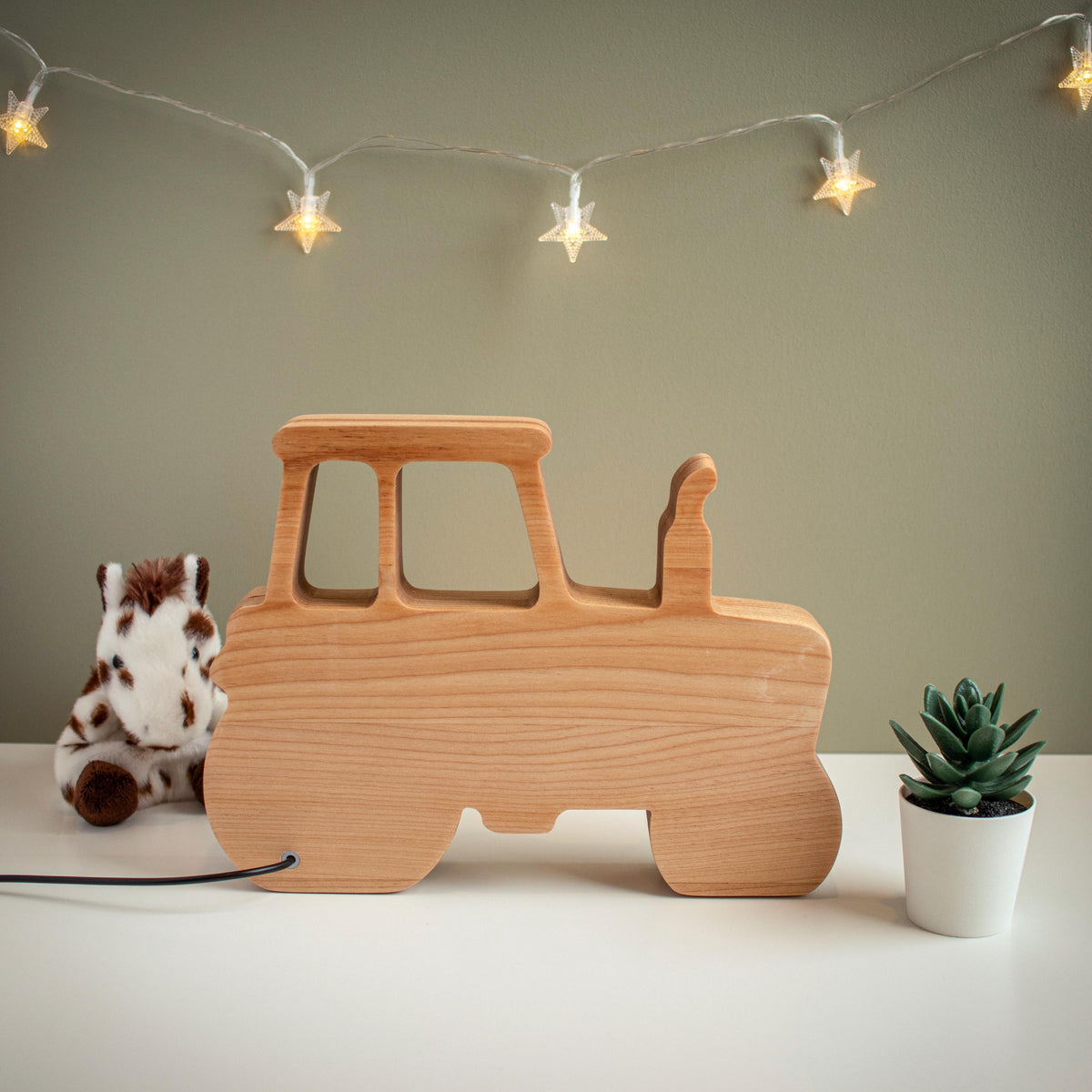 Tractor Night Light, Personalized Wooden Kids Lamp, Custom Baby Name Light, Farm