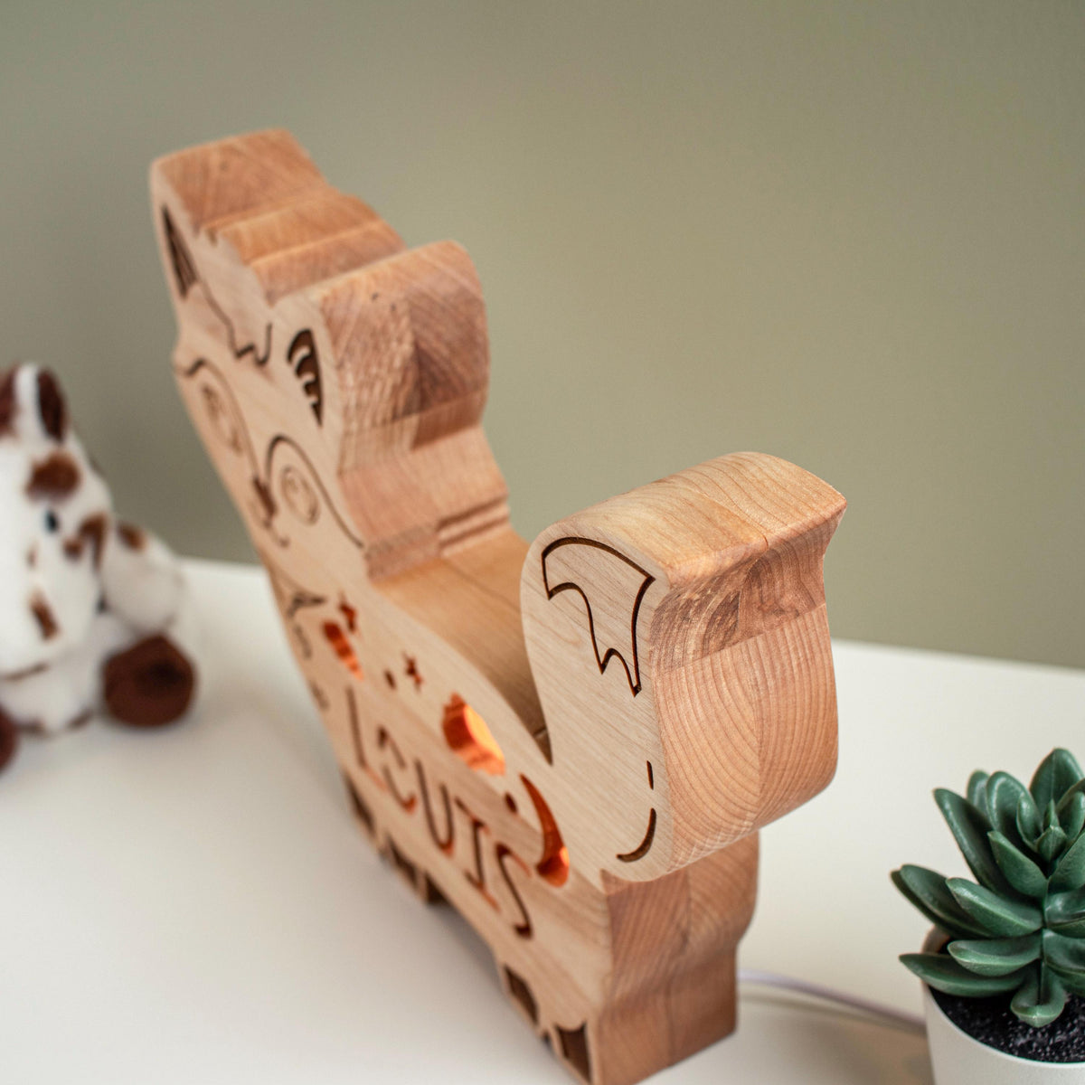Personalized Solid Wood Fox Night Light | LED Lamp With Name for Baby Room | New