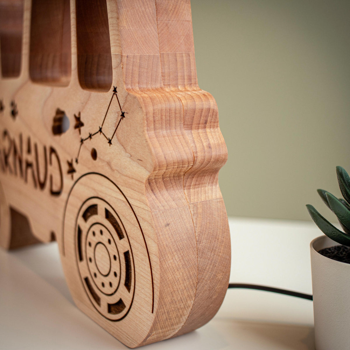 Tractor Night Light, Personalized Wooden Kids Lamp, Custom Baby Name Light, Farm