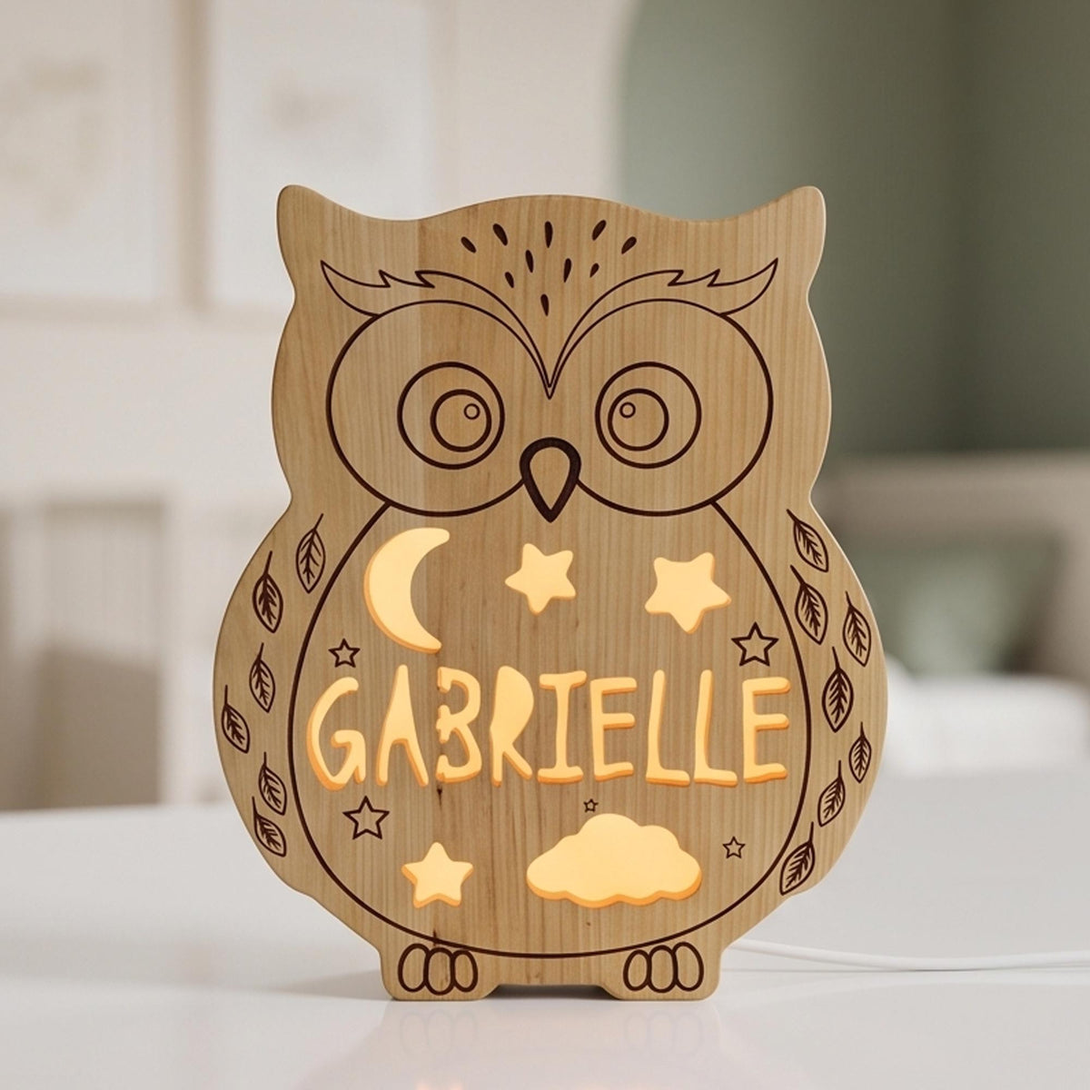 Solid Wood Owl Night Light | Dimmable LED Kids Lamp | Baby Nursery Decor