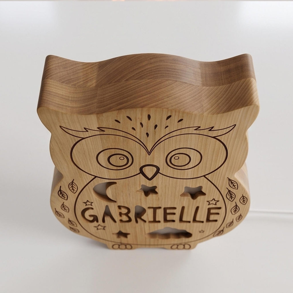 Solid Wood Owl Night Light | Dimmable LED Kids Lamp | Baby Nursery Decor