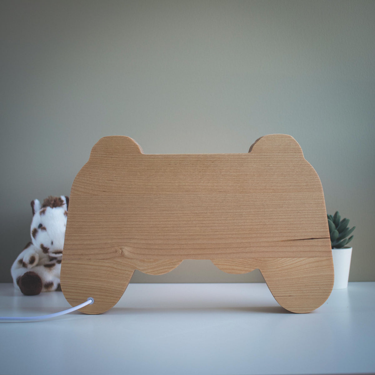 Personalized Wooden Gamer Controller Night Light, Engraved Name Gaming Lamp for 