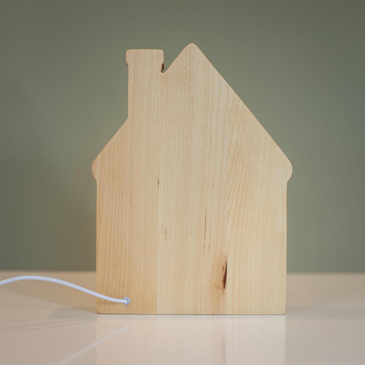 Personalized Wooden Christmas House Night Light, Custom Family Name, Solid Birch