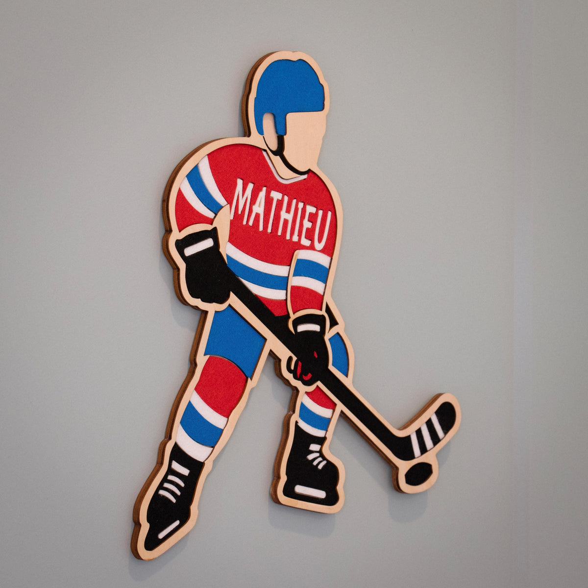 Hockey Door Sign Personalized, Wooden Hockey Player Name Sign, Kids Bedroom Wall