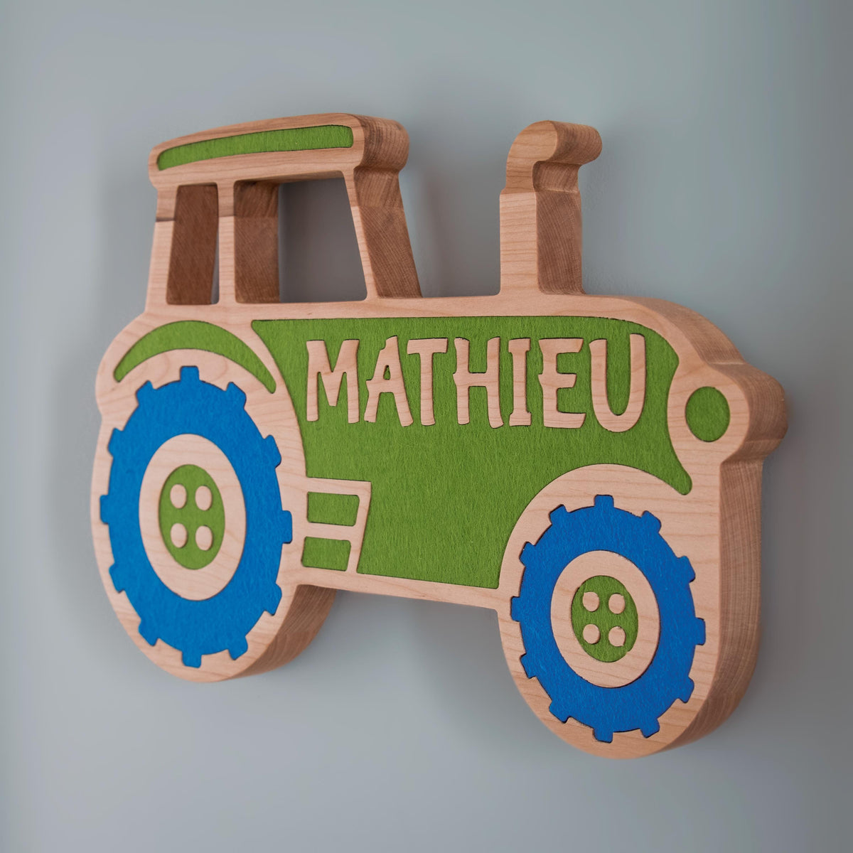 Custom Wooden Tractor Name Sign, Farm Nursery Decor, Personalized Kids Door Sign