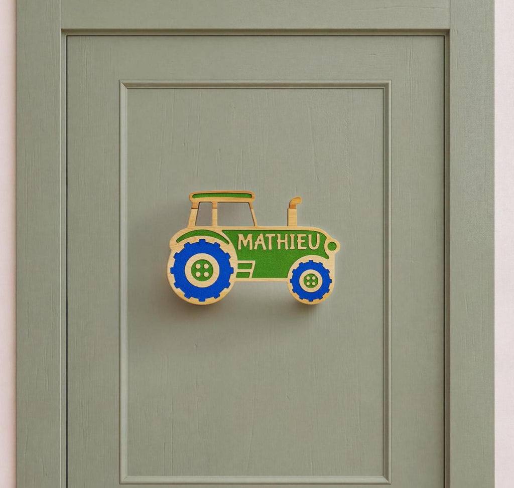 Custom Wooden Tractor Name Sign, Farm Nursery Decor, Personalized Kids Door Sign