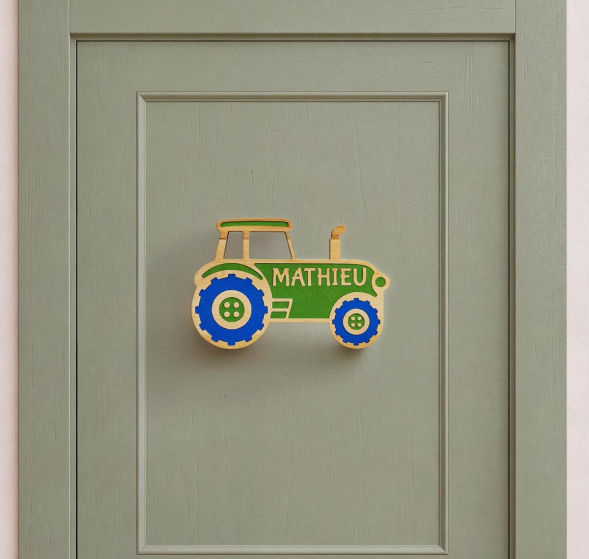 Custom Wooden Tractor Name Sign, Farm Nursery Decor, Personalized Kids Door Sign