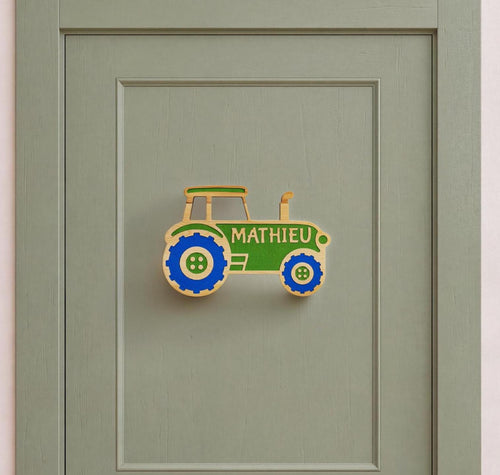 Custom Wooden Tractor Name Sign, Farm Nursery Decor, Personalized Kids Door Sign