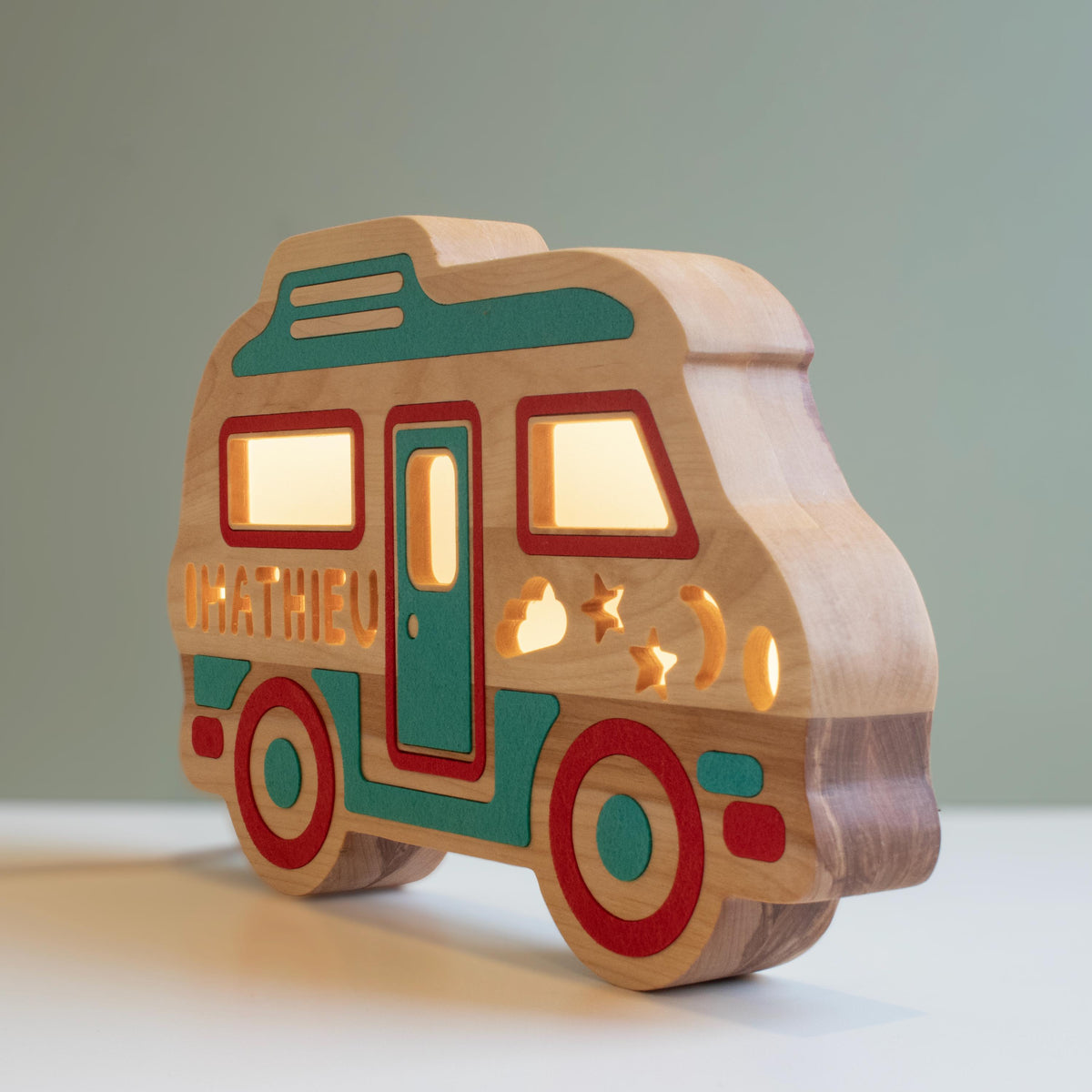 Personalized wooden camper van night light