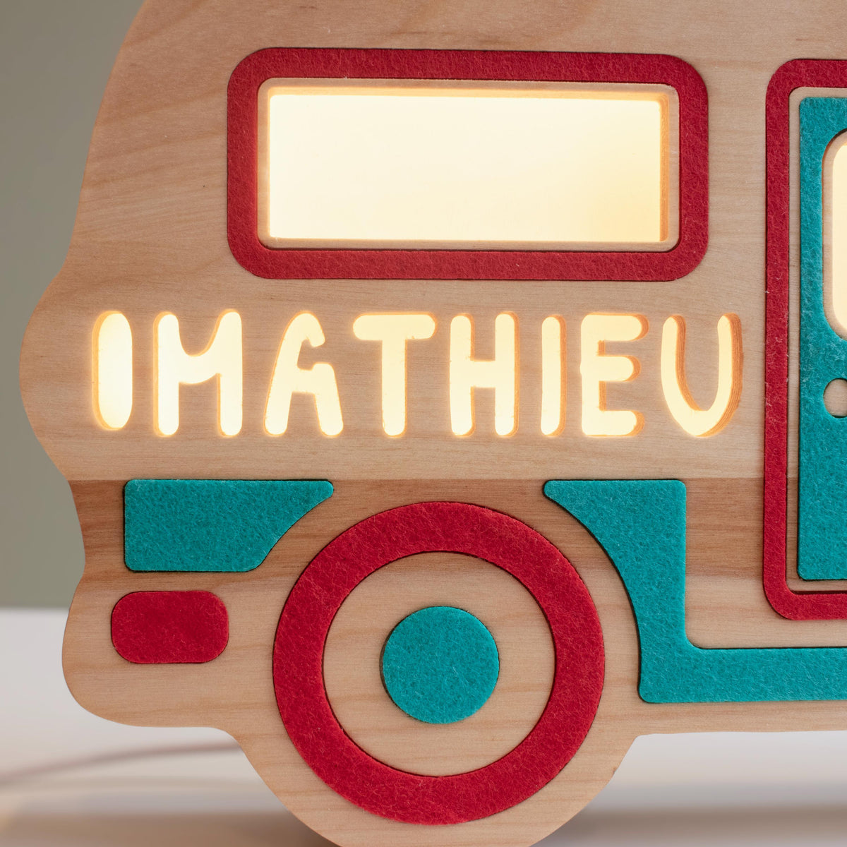 Personalized wooden camper van night light