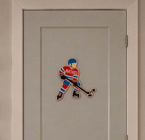 Hockey Door Sign Personalized, Wooden Hockey Player Name Sign, Kids Bedroom Wall