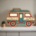 Personalized wooden camper van night light